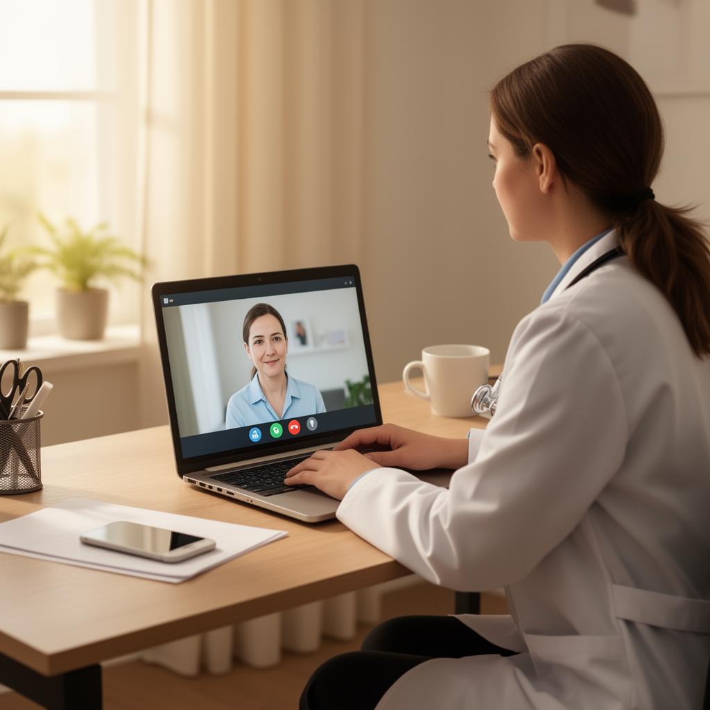 Doctor providing a video consultation remotely on Instant Doc Online