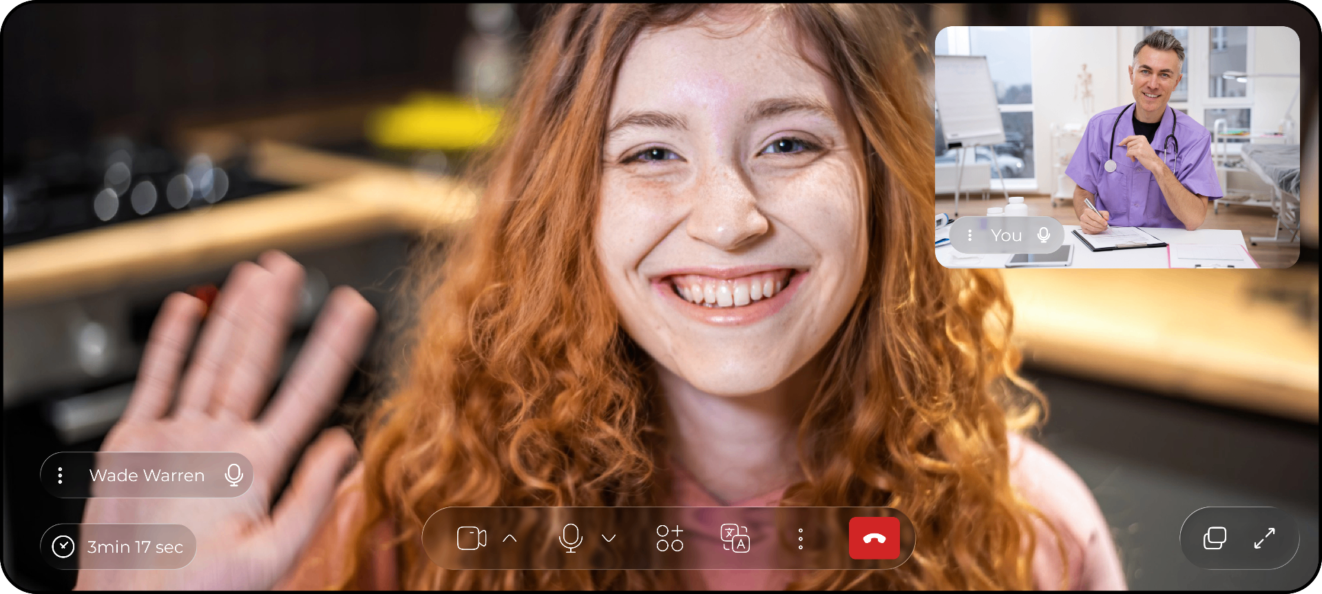 Platform preview showing a doctor video consultation